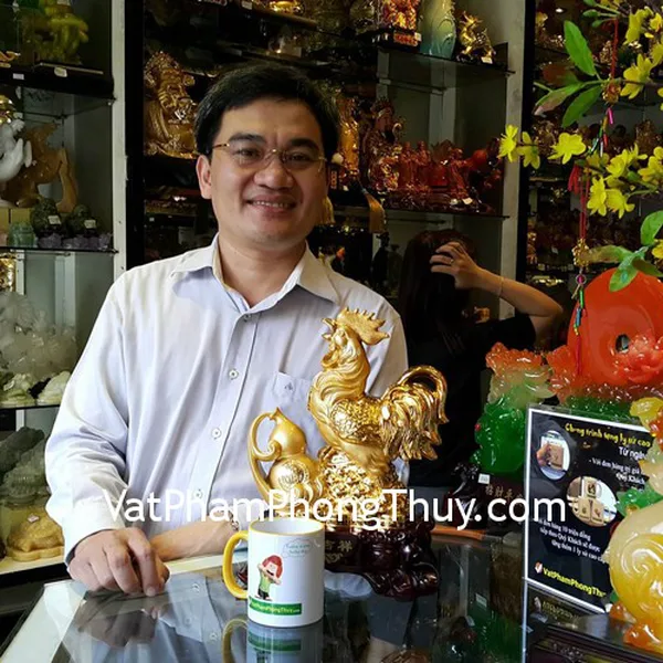 Anh Thuận - khách hàng mua tượng gà trên hồ lô tiền G028A và cặp tỳ hưu thạch hưu thạch anh đen GM110