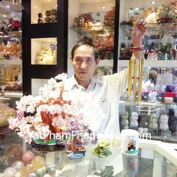 Chú Cường - khách hàng mua Cây tài lộc thạch anh hồng KC018, Cây tài lộc thạch anh tím KC048, Thiềm thừ Lam ngọc GM024, Chuông gió CG1215