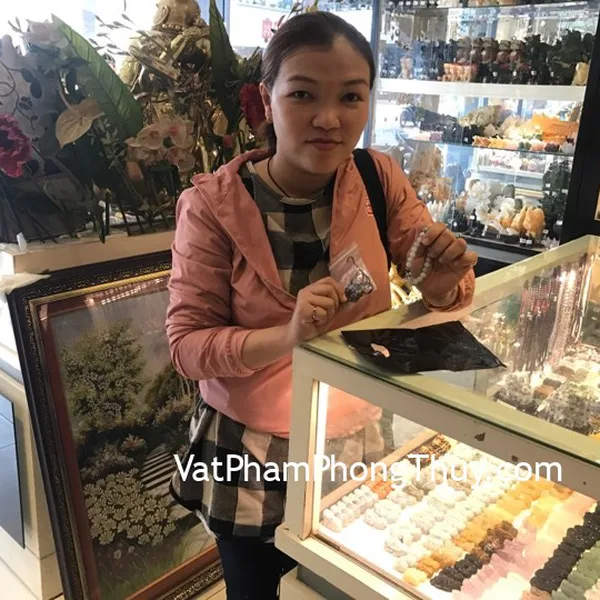 Chị Ngọc - khách hàng mua Chuỗi Tỳ Hưu Phỉ Thúy + Chữ Phạn S6139, Hồ lô bình an mắt mèo S6071