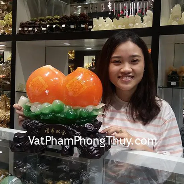 Chị Trân - khách hàng mua Song đào đỏ, đế gỗ- Phước thọ song toàn E294