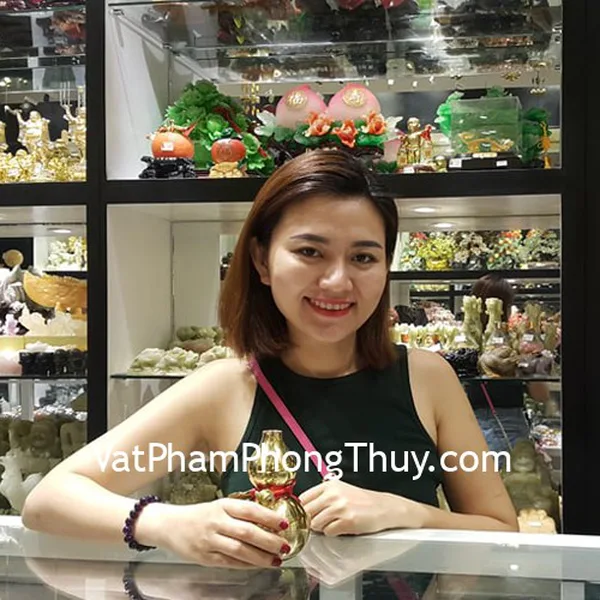 Chị Duyên - khách hàng mua hồ lô đồng trơn D207, chuỗi thạch anh tóc đồng S6662-3696 và mặt trang sức hồ ly S6346