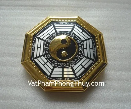 Bát quái âm dương bọc nhôm vàng nhỏ K1218