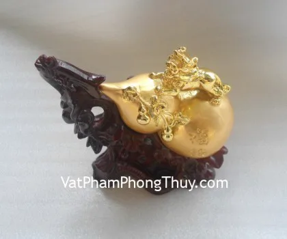 Hồ lô vàng kim, đế gỗ- Phước lộc E232