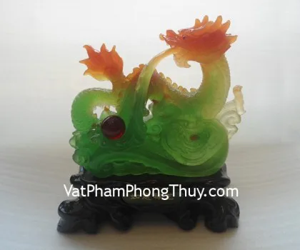 Rồng xanh, gậy như ý, đế gỗ- Như ý tường long FE127