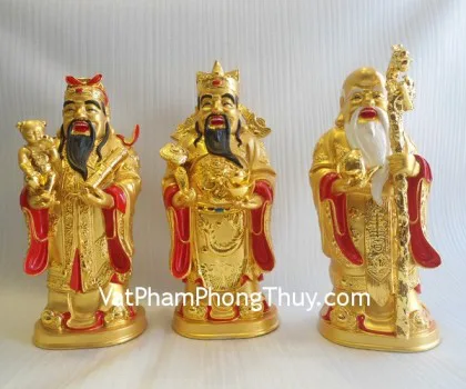 Tam đa phước lộc thọ vàng kim sa đế gỗ trung bộ rời - Tam Tinh Cống Chiếu LN115