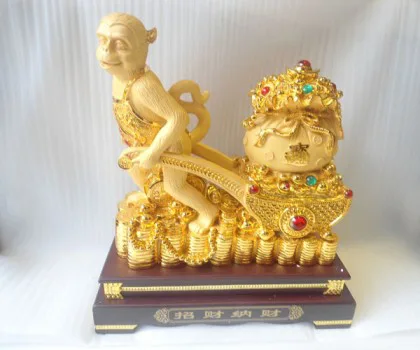 Khỉ phát tài kéo túi vàng - chiêu tài nạp tài K023M