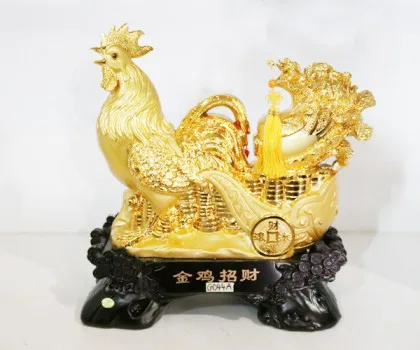 Gà vàng kéo xe tiền có cải vàng - Kim kê chiêu tài G044A