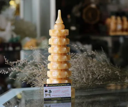 Tháp văn xương thạch anh hồng 9 tầng GM171
