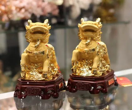 Kỳ lân vàng lăn châu - Như ý nạp phước/ Tượng thuỵ chiêu tài C085A