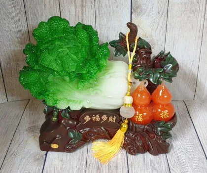 Bắp cải xanh lớn bên cây hồ lô hồng đế gỗ - Đa Phước Đa Tài LN072