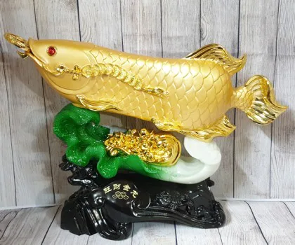 Thần cá kim long vàng bóng trên bẹ cải như ý xanh sóng tiền vàng khủng - Vượng Tài Kim Long LN165