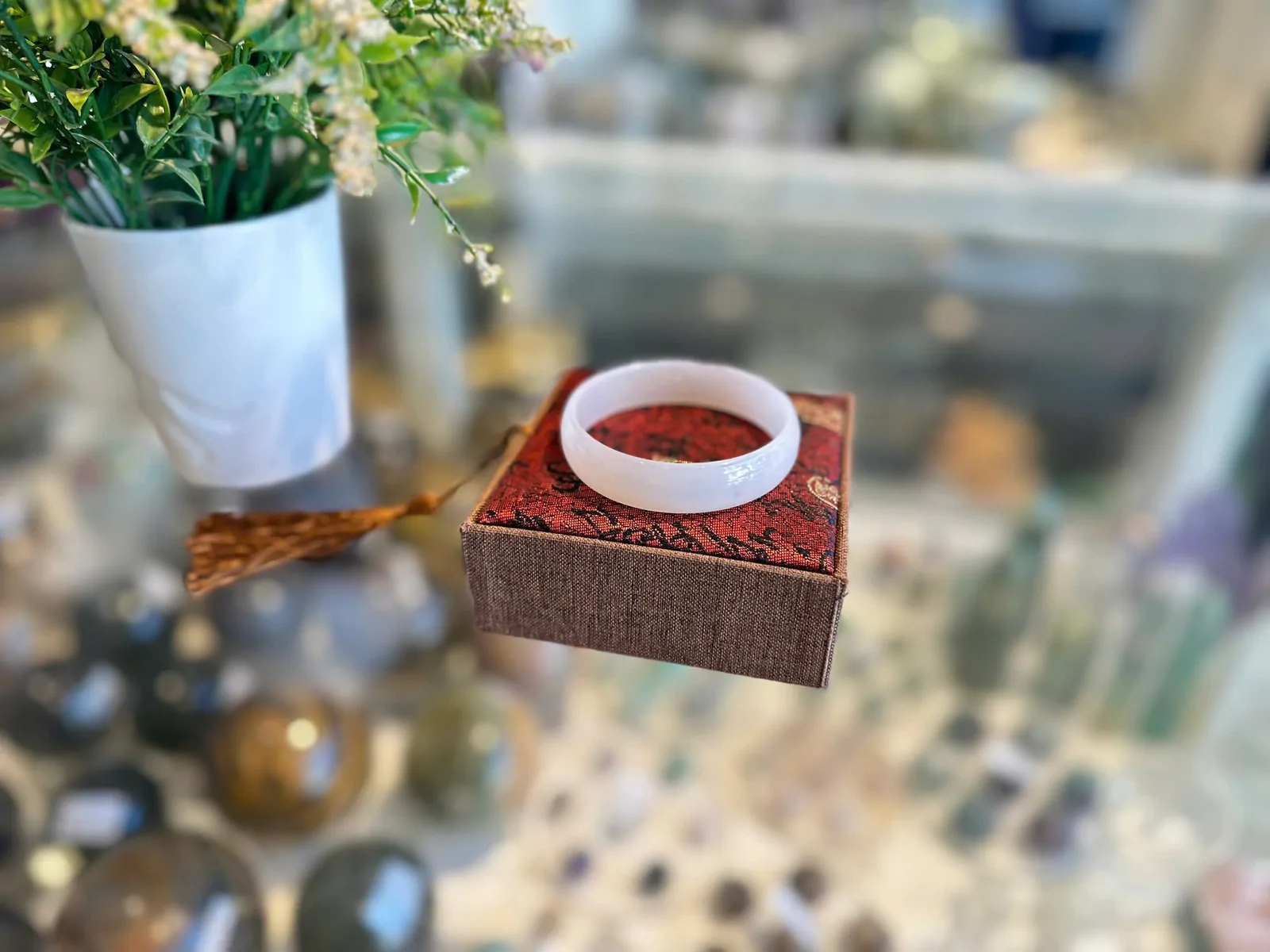 Vòng bản mã não trắng S6712