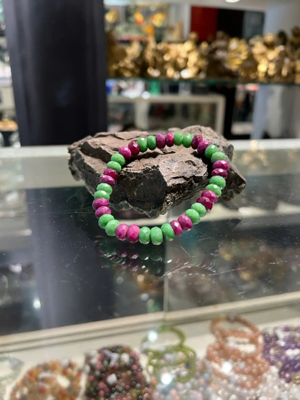 Chuỗi Ruby xanh đỏ vát cạnh (25.3g - 37bi) S6653-S4-8982
