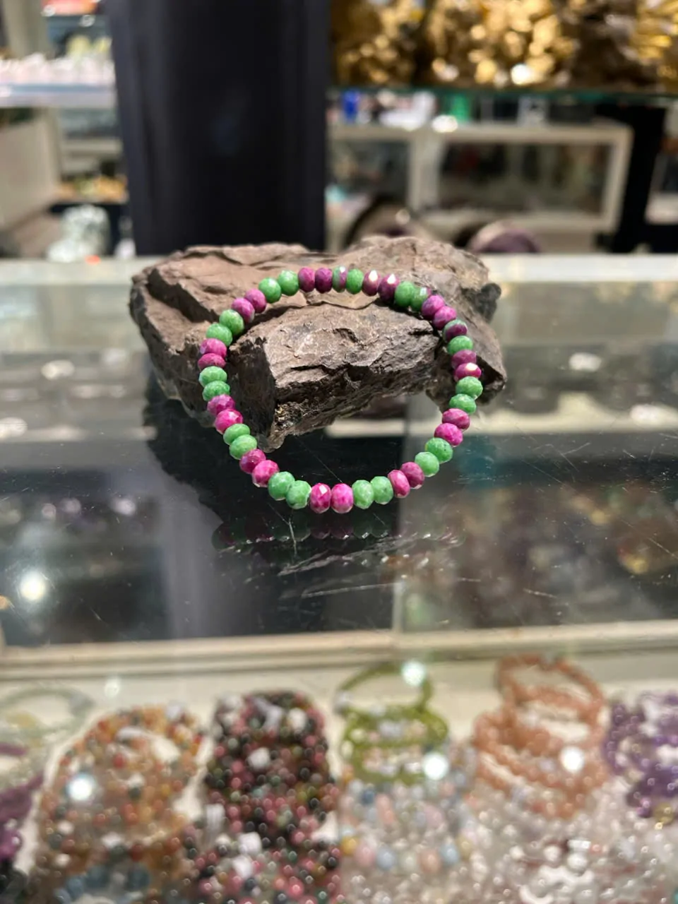Chuỗi Ruby xanh đỏ vát cạnh (14.7g - 44bi) S6653-S4-5219