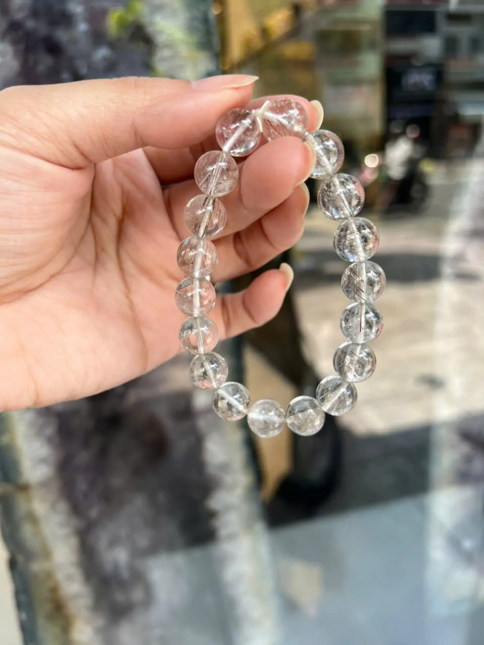 Chuỗi thạch anh tóc bạch kim A+++++ 35.3g - 18 bi S6752-S1-3036