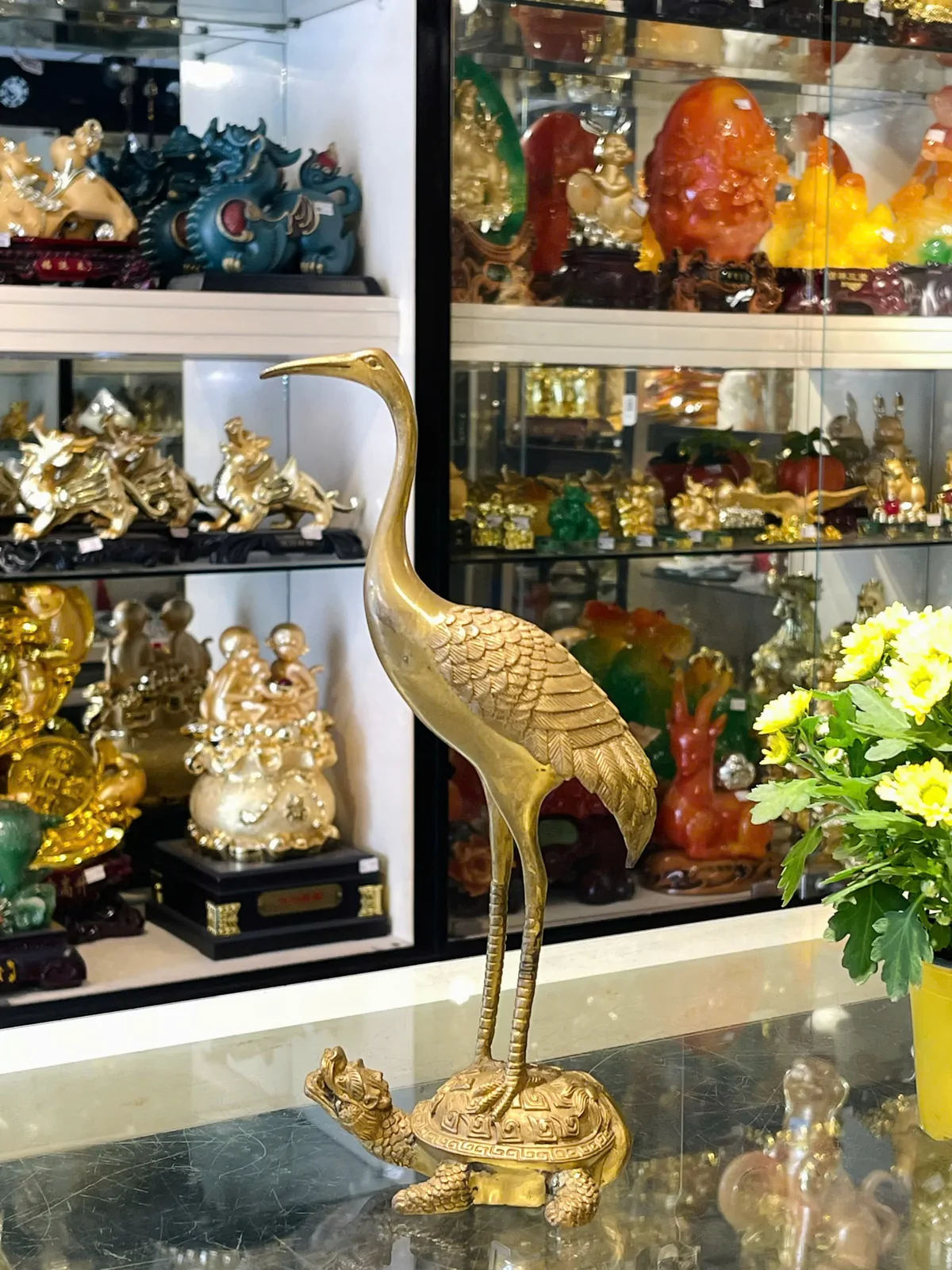 Tiên hạc trên lưng thần rùa đầu rồng đồng D285