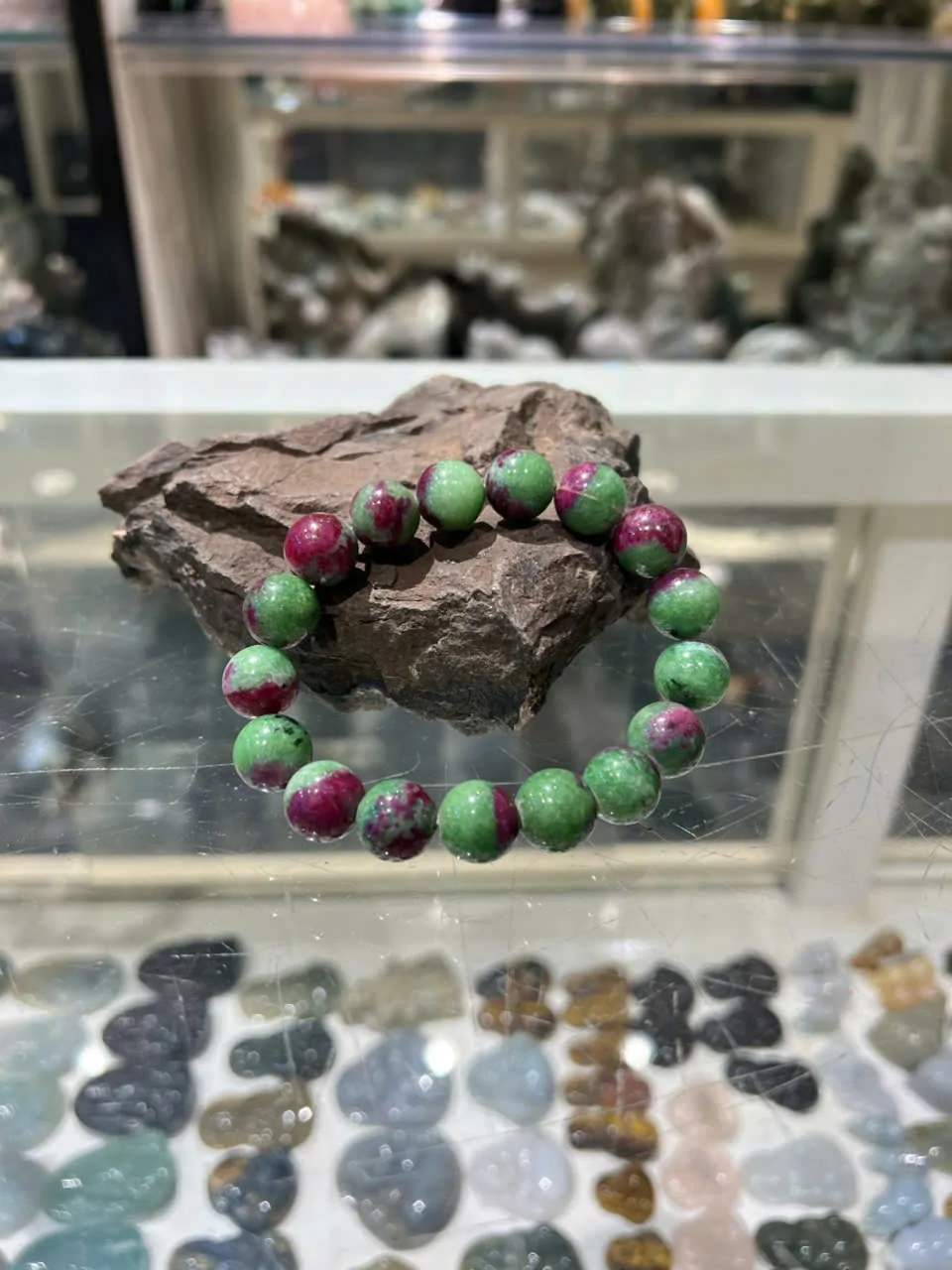 Chuỗi hồng lục bảo ruby xanh siêu cấp (54.3gr-17bi) S6390-S1-22806