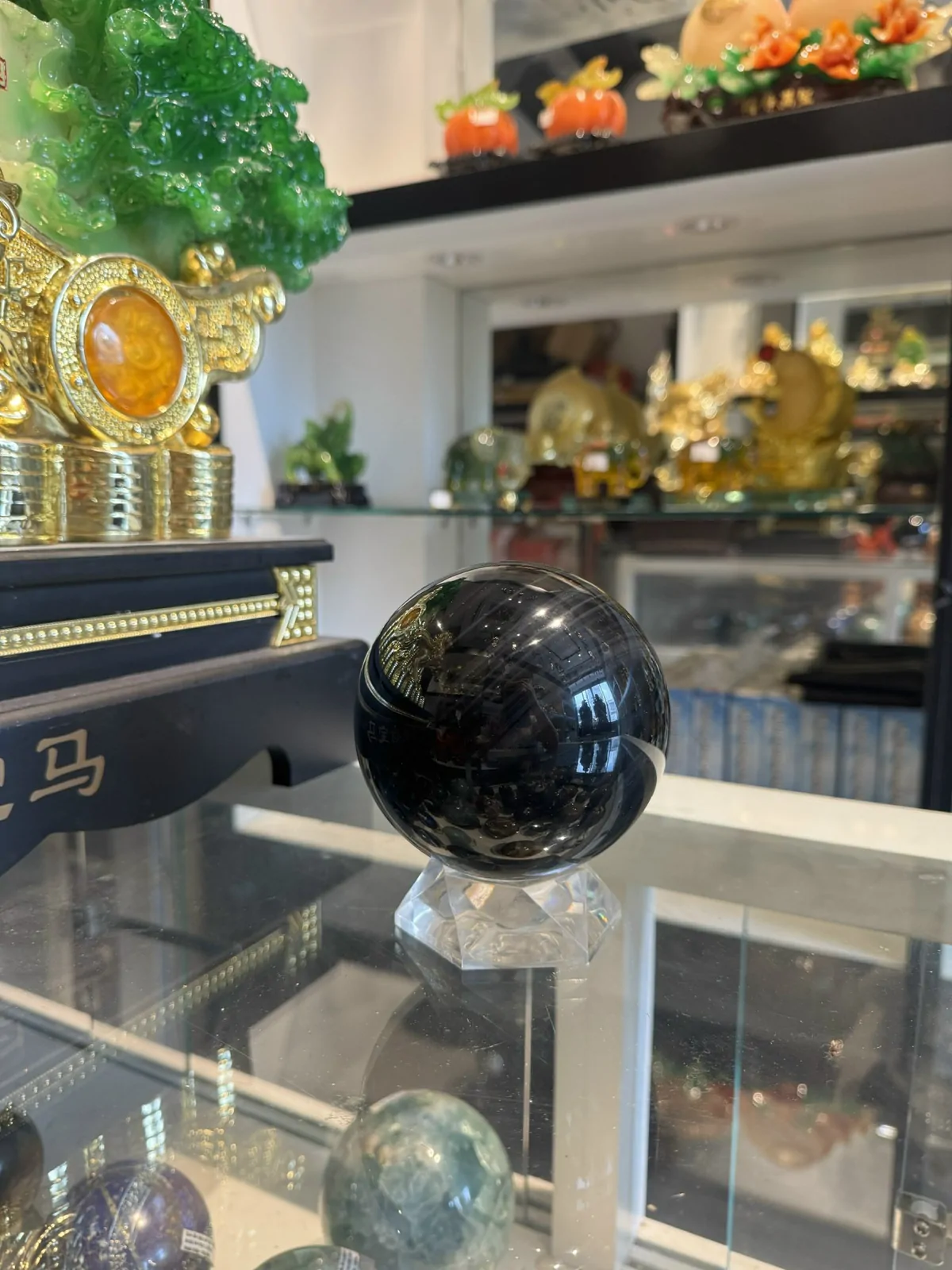 Quả cầu đá hắc ngà (thạch anh đen) M187-S1-1690
