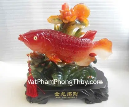 Cá kim long, đế gỗ- Kim long chiêu tài E199