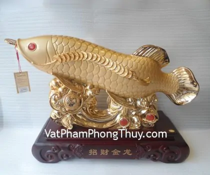 Kim long đế gỗ vuông to - chiêu tài kim long A197