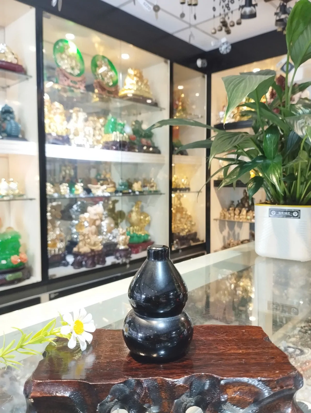 Hồ lô đá hắc ngà (thạch anh đen) M030
