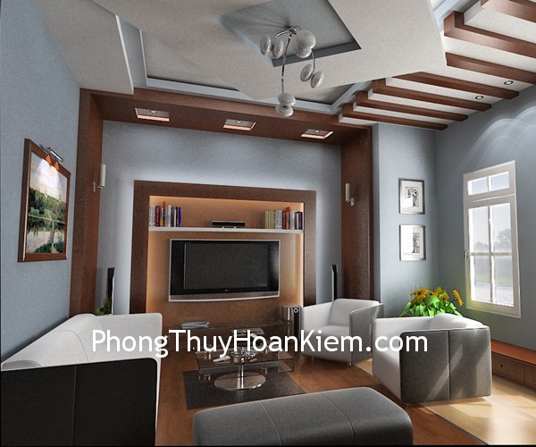 phong_khach phong khach Treo tranh trang trí phải kết hợp hài hòa với nguồn ánh sáng