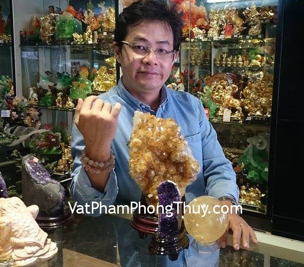 Anh Quang - Khách mua Bông thạch anh vàng H084-14852, chuỗi thạch anh tóc vàng S1103, Bông thạch anh tím H082,và chuỗi thạch anh tóc đồng S2053