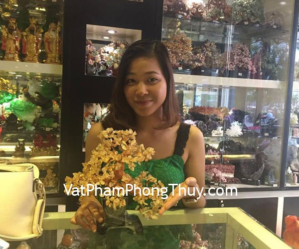 Chị Quỳnh Anh - khách hàng mua cây tài lộc thạch anh vàng KC019