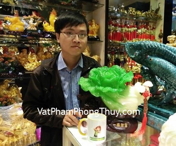 Anh Liêm - khách hàng mua tượng Bắp cải xanh trên đế gỗ có thùng tiền + xâu tiền - nhất thống tài phú K183M
