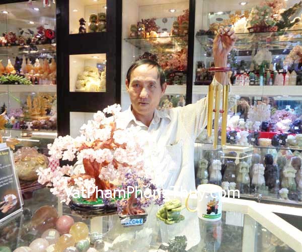 Chú Cường - khách hàng mua Cây tài lộc thạch anh hồng KC018, Cây tài lộc thạch anh tím KC048, Thiềm thừ Lam ngọc GM024, Chuông gió CG1215