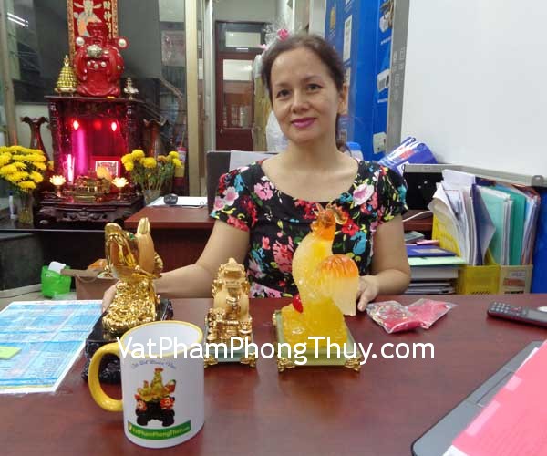 Chị Vy - khách hàng mua Gà lưu ly vàng G063A, Tỳ hưu sa kim chiêu tài K109M, Cá kim long vàng K176M