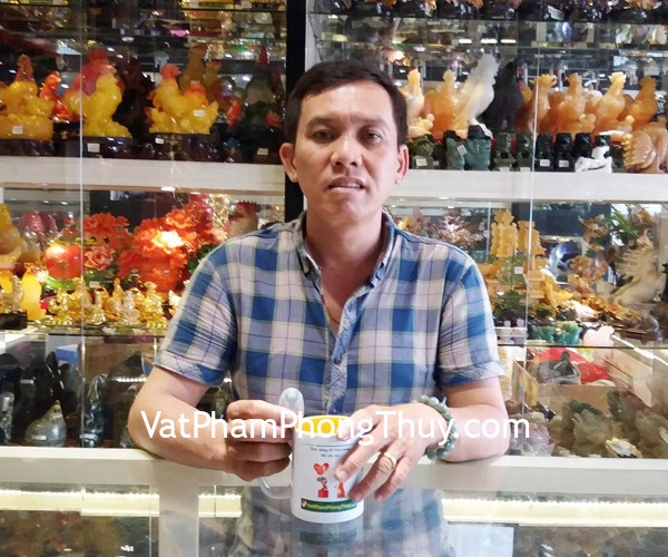 Anh Tân - khách hàng mua Phật bản mệnh Phỉ Thúy trung A+++ Hư Không Tạng S6507-2, Chuỗi Phỉ thúy xanh đậm A+ 14 li S6396
