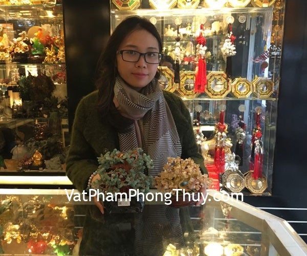 Chị Thủy - Khách hàng mua Cây tài lộc thạch anh vàng siêu nhỏ KC057, Cây tài lộc túi tiền chữ tài đông linh xanh KC095