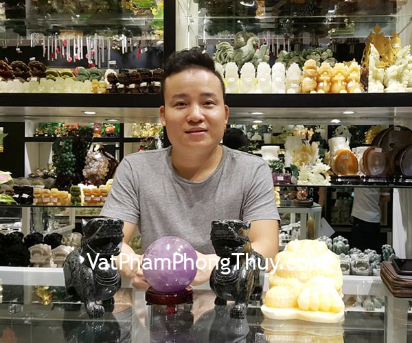 Anh Đuân - khách hàng mua cặp tỳ hưu độc ngọc THDN-L, thiềm thừ hoàng long lớn GM179 và quả cầu thạch anh tím GM142-14804