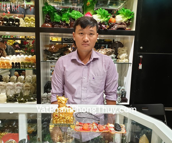 Anh Sang - khách hàng mua tượng heo vàng LN035, phật bản mệnh mã não đỏ Như Lai Đại Nhật và Phổ Hiền Bồ Tát S6337 tuổi