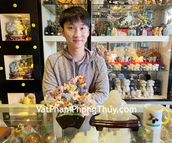 Anh Hiếu - khách hàng mua Cây đá thạch anh lục sắc KC117, Phật Di Lặc Thanh ngọc H043