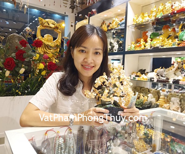 Chị Châu - khách hàng mua cây thạch anh vàng thân đại thụ KC115