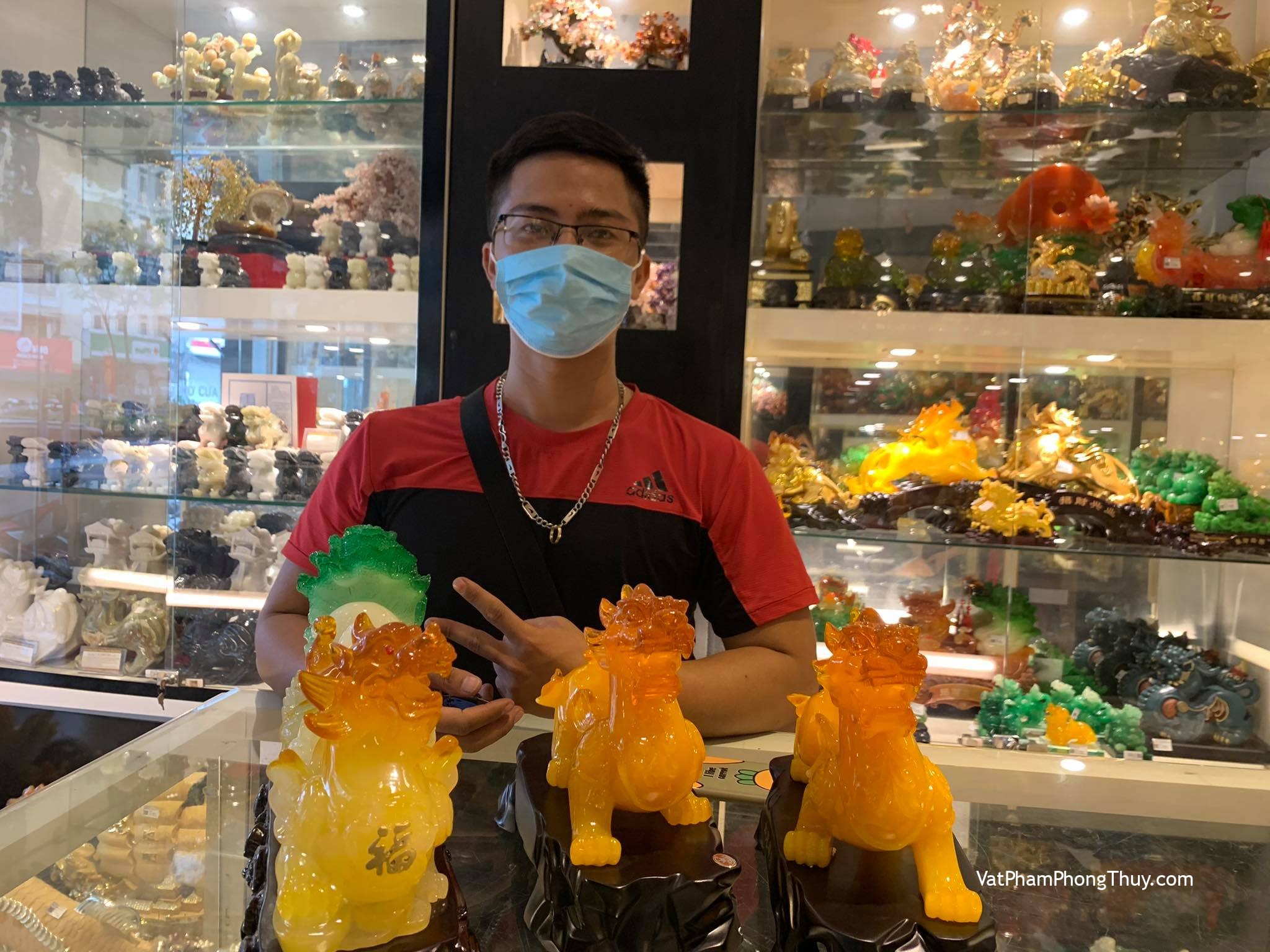 Anh Minh - Khách hàng mua Cặp tỳ hưu ngọc vàng cam LN050 và Tỳ hưu vàng ngọc kéo xe bắp cải LN045.